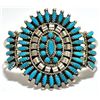 Image 1 : Old Pawn Zuni Turquoise Needlepoint Cluster Sterling Silver Cuff Bracelet - N & R Nez