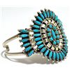 Image 2 : Old Pawn Zuni Turquoise Needlepoint Cluster Sterling Silver Cuff Bracelet - N & R Nez
