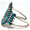 Image 3 : Old Pawn Zuni Turquoise Needlepoint Cluster Sterling Silver Cuff Bracelet - N & R Nez