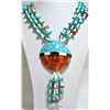 Image 1 : Old Pawn Santo Domingo 3-Strand Turquoise, Spiny Oyster & Heishi Shell Necklace