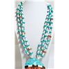 Image 5 : Old Pawn Santo Domingo 3-Strand Turquoise, Spiny Oyster & Heishi Shell Necklace