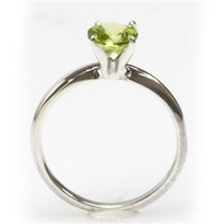 Natural 1.25ctw Peridot Round .925 Sterling Silver Ring