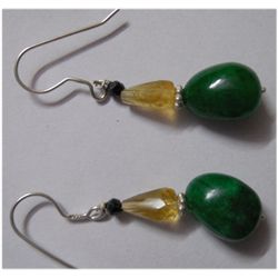 Natural 26.25ct Emerald/Semi Precious Earring .925 Ster