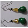 Image 1 : Natural 26.25ct Emerald/Semi Precious Earring .925 Ster