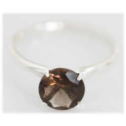 Natural 1.60 ctw Smokey Topaz 8x8 Ring .925 Sterling