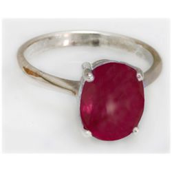 Natural 5.5 ctw Ruby Oval .925 Sterling Silver Ring