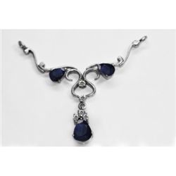 NATURAL 4.00g SAPPHIRE OVAL PENDANT .925 STERLING SILVE