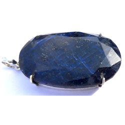 Natural 183.8 ctw Sapphire Oval .925 Sterling Pendant