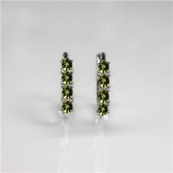 NATURAL 4.00 CTW PERIDOT EARRINGS .925 STERLING SILVER