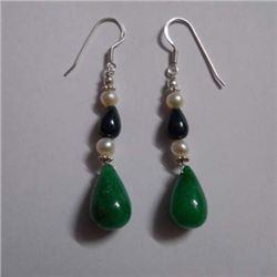 40.0 ctw Saphire and Emerald Earrings .925 Sterling