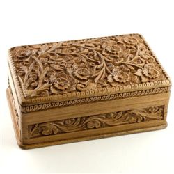 Handcarved Walnut Jewelry Box