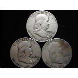 1949-D,54-D & 60-D FRANKLIN HALF DOLLARS