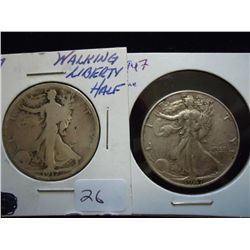 1917 & 47 WALKING LIBERTY HALF DOLLARS
