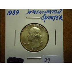 1939 WASHINGTON SILVER QUARTER (UNC)
