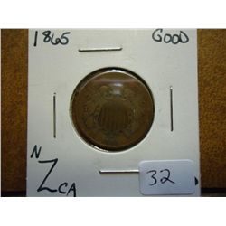 1865 TWO CENT PIECE