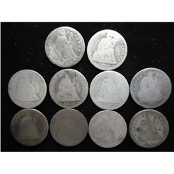 10 ASSORTED SEATED LIBERTY DIMES