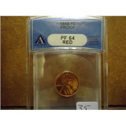 1954 LINCOLN CENT ANACS PF64 RED