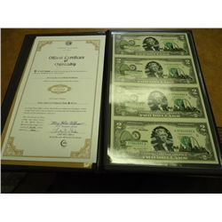 UNCUT SHEET OF 4-2003-A $2 FRN'S CRISP UNC