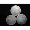 Image 1 : 3 ASSORTED SEATED LIBERTY QUARTERS