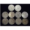 Image 2 : 10 ASSORTED 1960'S WASHINGTON SILVER QUARTERS