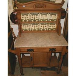 A late C19th walnut marble-topped wash sta...