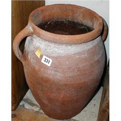 A large C19th terracotta twin handled pot...