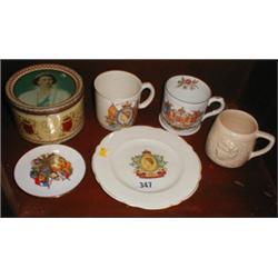 A quantity of commemorative ware including...