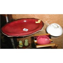 A Carlton Ware Rouge Royale ashtray togeth...