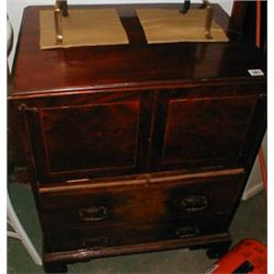 A late C18th mahogany commode cupboard...