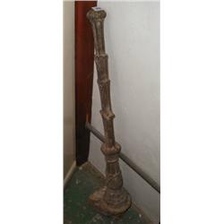 A C19th cast iron newel post with leaf and...