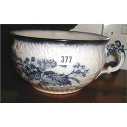 A C19th Clovelley flow blue chamber pot...