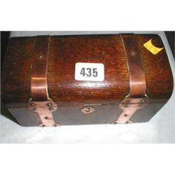 A C19th oak box with copper straps and esc...