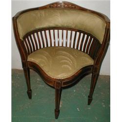 A C19th rosewood low corner chair with inl...