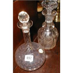 Two C19th glass decanters...