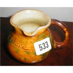 A late C19th Ewenny Pottery jug with inscr...