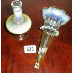 A C19th Vaseline epergne trumpet together ...