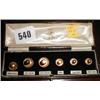 A late C19th boxed gold collar stud set...