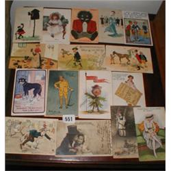 A "Jolly Golly" postcard together with a q...