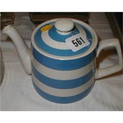 A T G Green blue and white teapot with gre...