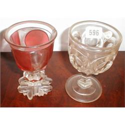 A C19th drinking glass with ruby panels to...