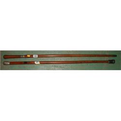 A C19th malacca cane walking stick with si...
