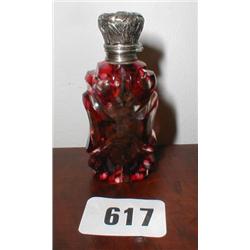 A C19th ruby glass perfume bottle with a s...
