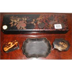 A papier mache glove box together with two...