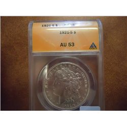 1921-S MORGAN SILVER DOLLAR ANACS AU53