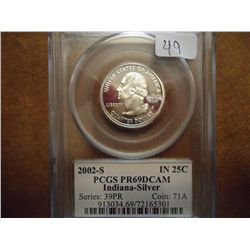 2002-S SILVER INDIANA QUARTER PCGS PR69 DCAM