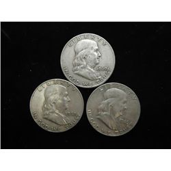 3 ASSORTED FRANKLIN HALF DOLLARS
