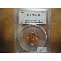 1961 LINCOLN CENT PCGS MS66 RD