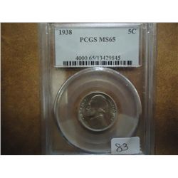 1938 JEFFERSON NICKEL PCGS MS65