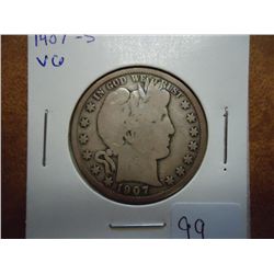 1907-S BARBER HALF DOLLAR (VERY GOOD)