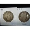 Image 1 : 1911 & 15-S BARBER HALF DOLLARS